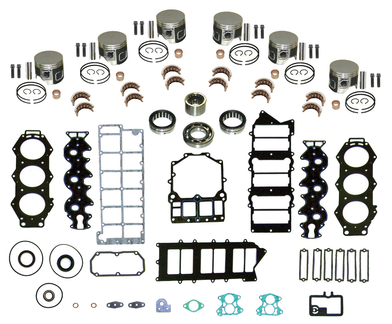 thumbnail image 2 of Yamaha 75-90HP 3 Cylinder Outboard Powerhead Rebuild Kit - Gaskets, Pistons, Bearings 2 of 3